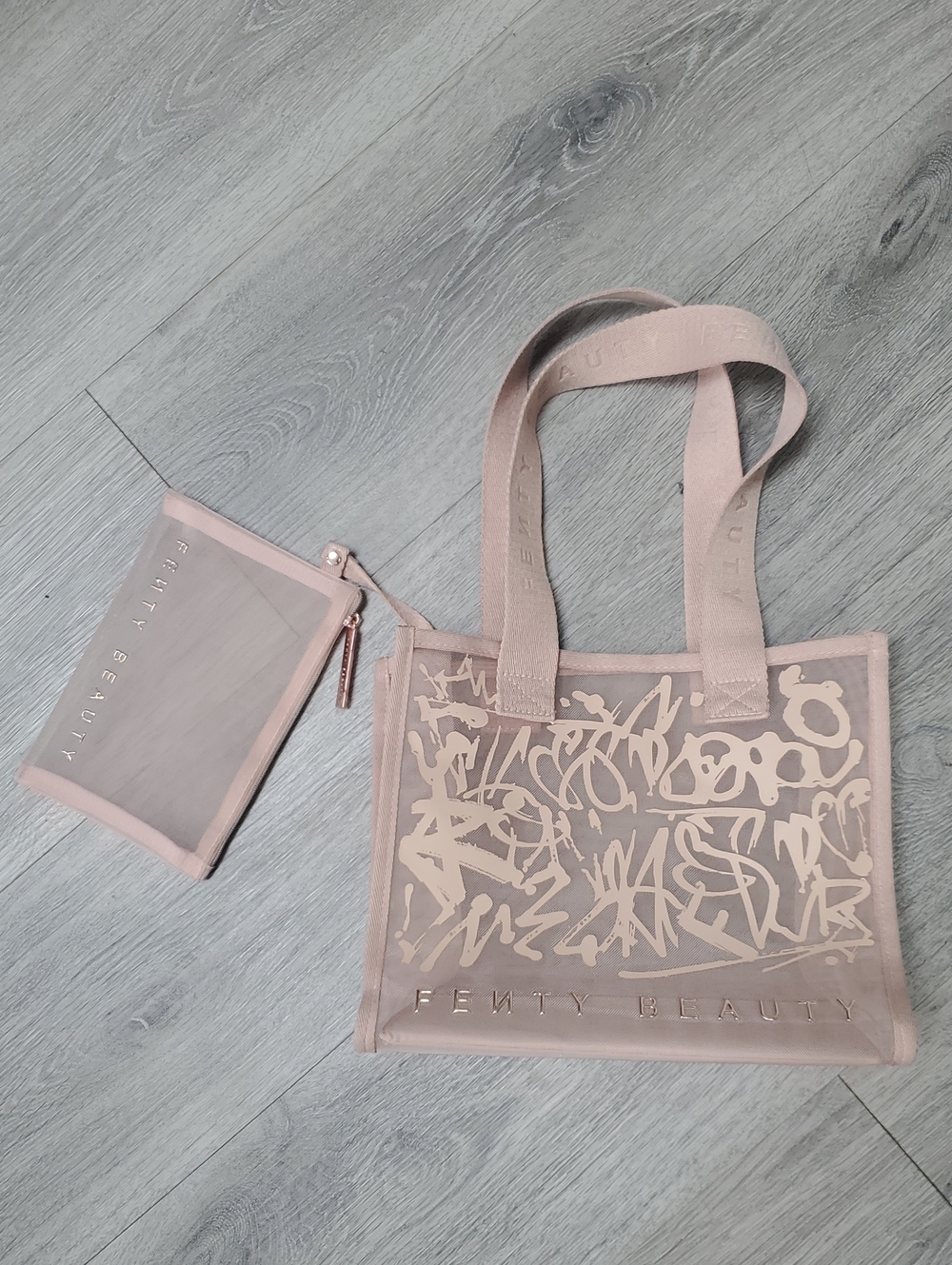 Fenty Beauty Blush Pink Clear Tote with Matching Pouch